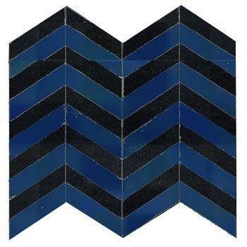 Mosaic House Moroccan tile Lilas XL 15-6 Cobalt Blue Black  zellige, mosaic, zellij, field, pattern, glaze, zigzag, simple 